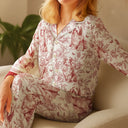 Dog Lovers, Cat Lovers, Dog Mom, Cat Mom, Happy, Gift For Women, Gift For Yourself - Chinoiserie Toile Dog Mom Cat Mom - Personalized Satin Pajama Set