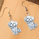 Pet Mom,Pet Lovers,Happy - Chinoiserie Toile Dog Mom Cat Mom Cutout - Personalized Acrylic Earrings