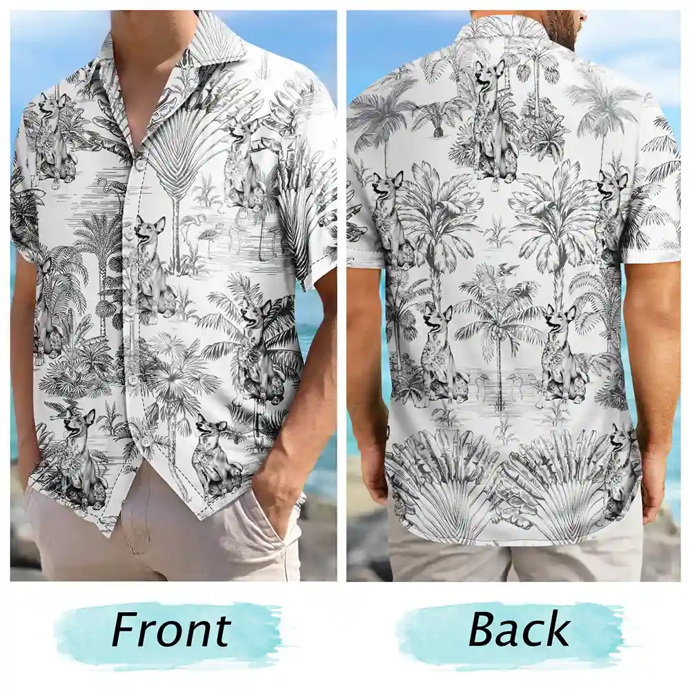 Gift For Yourself,Gift For Women,Gift For Men,Dog Lovers,Dog Mom,Dog Dad,Pet Lovers,Pet Mom,Pet Dad,Happy,Summer - Chinoiserie Toile Dog Tropical Pattern - Personalized Hawaiian Shirt
