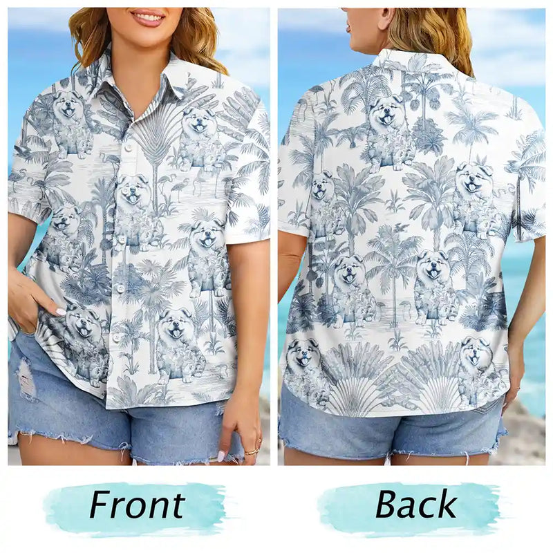 Gift For Yourself,Gift For Women,Gift For Men,Dog Lovers,Dog Mom,Dog Dad,Pet Lovers,Pet Mom,Pet Dad,Happy,Summer - Chinoiserie Toile Dog Tropical Pattern - Personalized Hawaiian Shirt