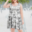 Gift For Yourself,Gift For Women,Dog Lovers,Dog Mom,Pet Lovers,Pet Mom,Happy,Summer - Chinoiserie Toile Dog Tropical Pattern - Personalized Sleeveless Tank Dress