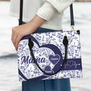 Gift For Mother,Gift For Grandma,Happy - Chinoiserie Toile Grandma Mom - Personalized Leather Bag
