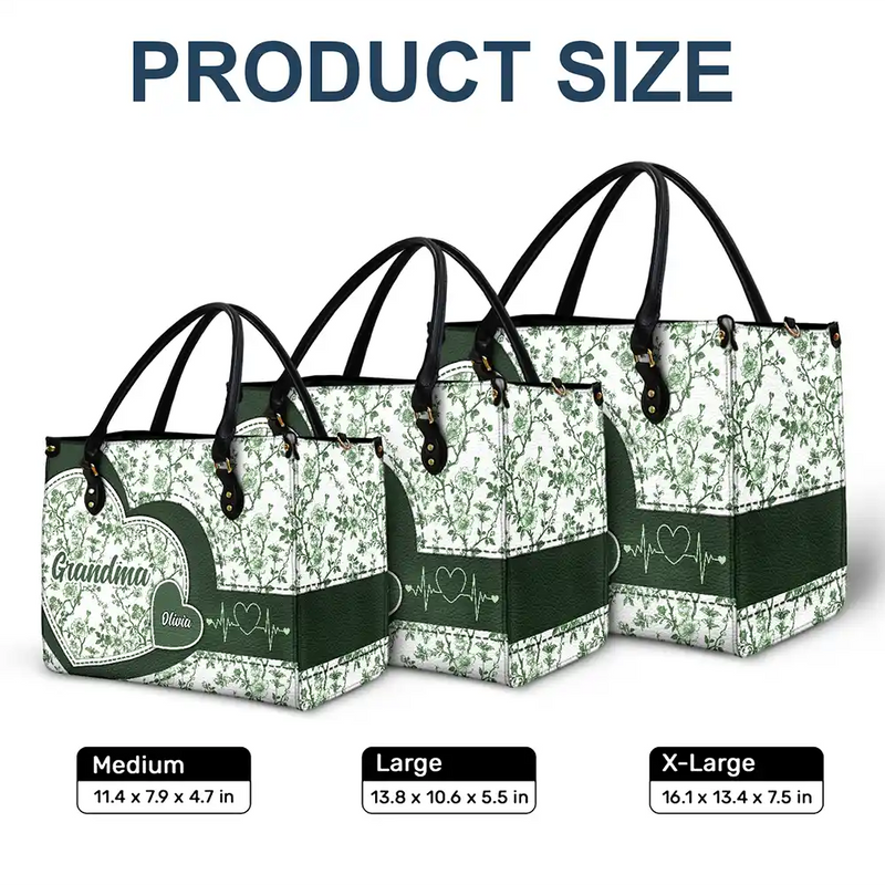 Gift For Mother,Gift For Grandma,Happy - Chinoiserie Toile Grandma Mom - Personalized Leather Bag