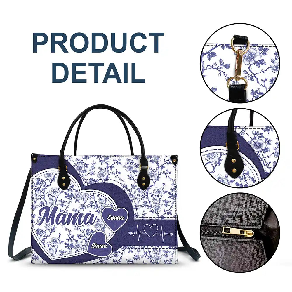 Gift For Mother,Gift For Grandma,Happy - Chinoiserie Toile Grandma Mom - Personalized Leather Bag