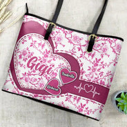 Gift For Mother,Gift For Grandma,Happy - Chinoiserie Toile Grandma Mom - Personalized Leather Tote Bag