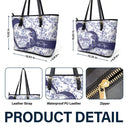 Gift For Mother,Gift For Grandma,Happy - Chinoiserie Toile Grandma Mom - Personalized Leather Tote Bag