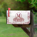 Family, Christmas - Chinoiserie Toile Monogram And Family Name - Personalized Mailbox Cover