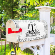 Family, Christmas - Chinoiserie Toile Monogram And Family Name - Personalized Mailbox Cover