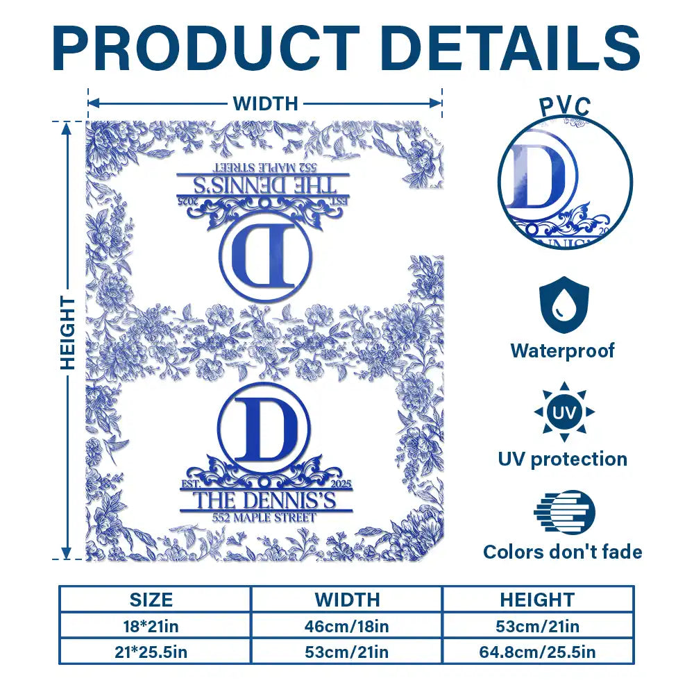 Family, Christmas - Chinoiserie Toile Monogram And Family Name - Personalized Mailbox Cover