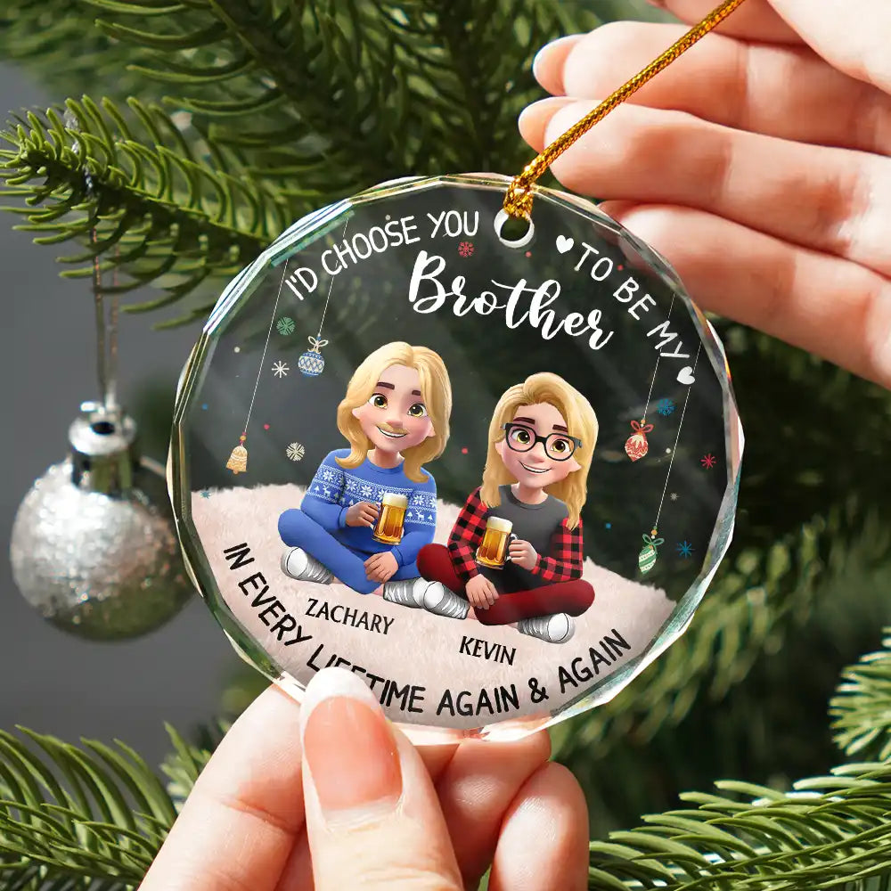 Christmas,Gift For Mother,Mom - Daughters (Adult),Dad - Daughters (Adult),Happy - Choose You To Be My Daughter - Personalized Circle Glass Ornament