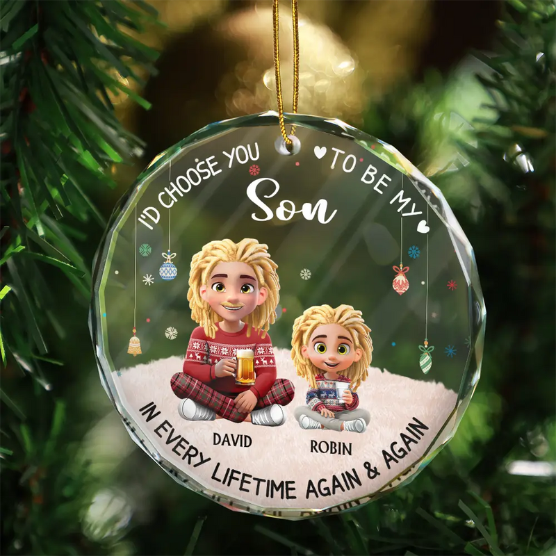 Christmas,Gift For Mother,Mom - Daughters (Adult),Dad - Daughters (Adult),Happy - Choose You To Be My Daughter - Personalized Circle Glass Ornament