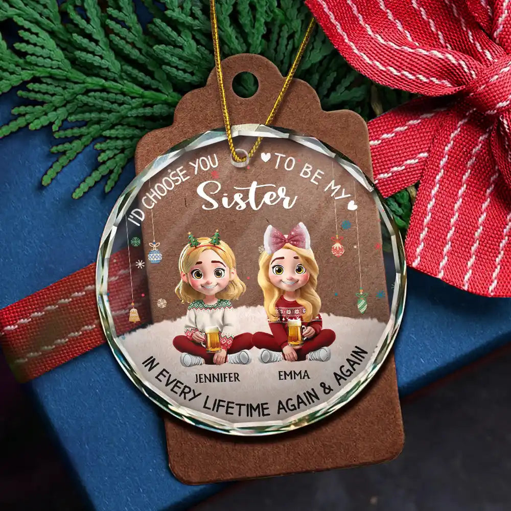 Christmas,Gift For Mother,Mom - Daughters (Adult),Dad - Daughters (Adult),Happy - Choose You To Be My Daughter - Personalized Circle Glass Ornament