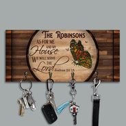 Christian We Will Serve The Lord Personalized Custom Wood Key Holder
