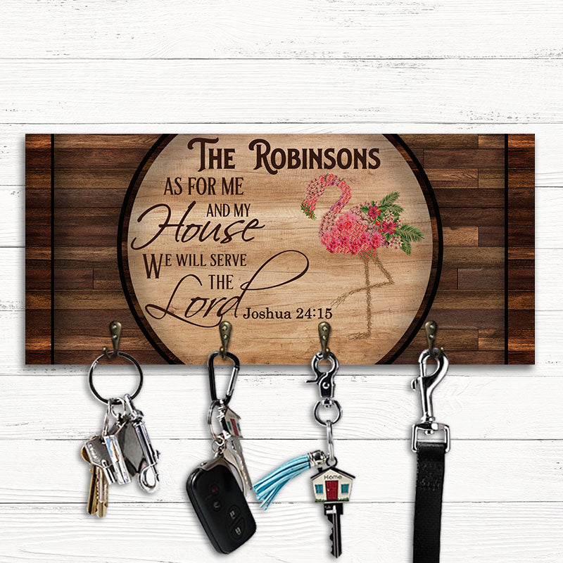 Christian We Will Serve The Lord Personalized Custom Wood Key Holder