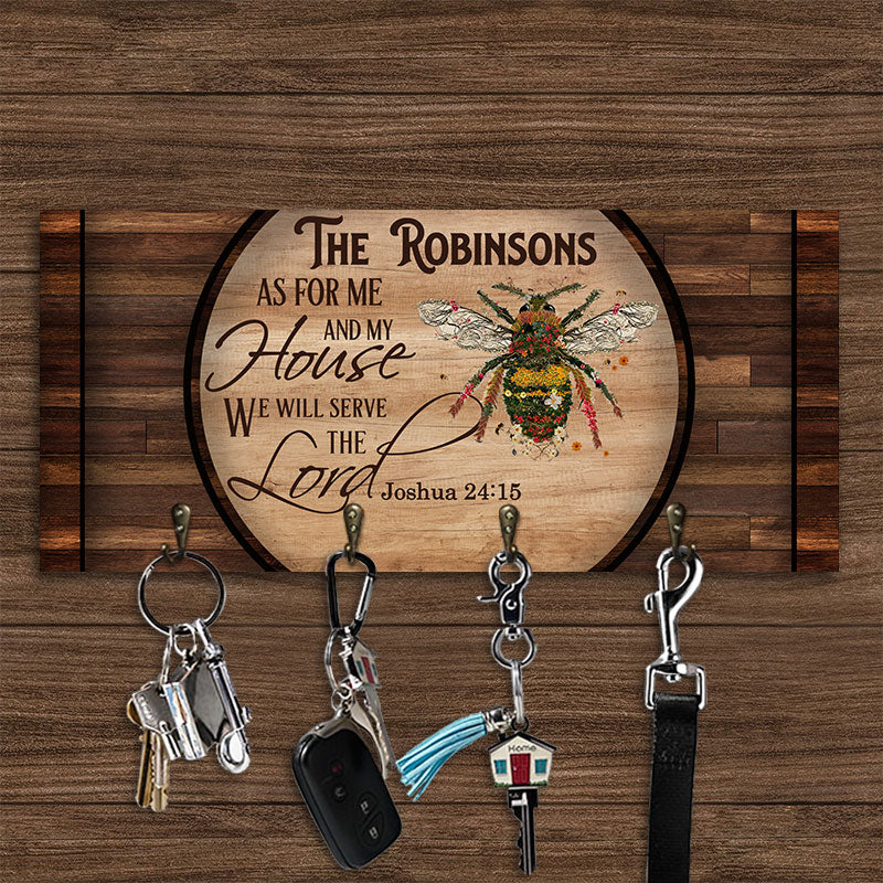 Christian We Will Serve The Lord Personalized Custom Wood Key Holder