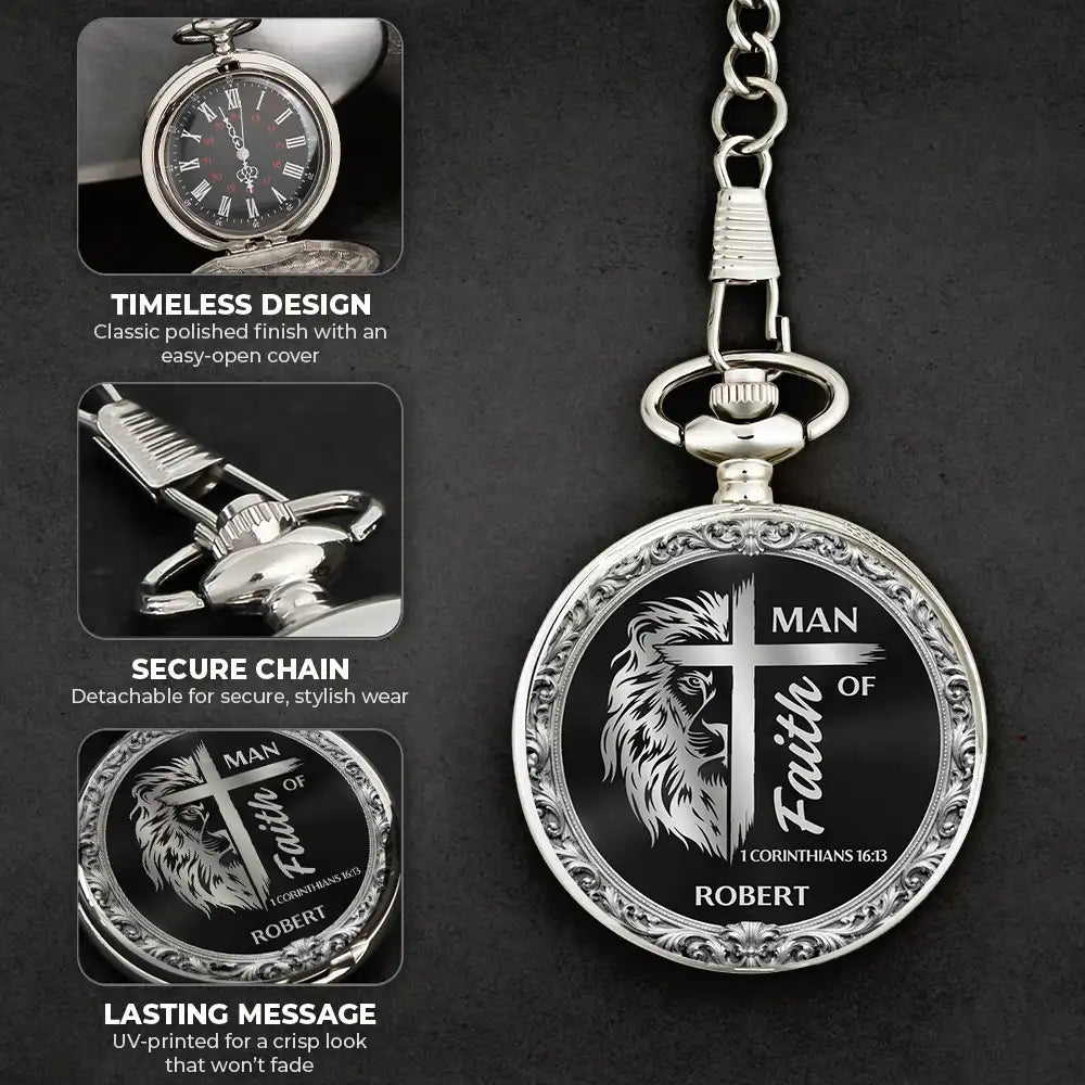 Gift For Men,Christian,Happy,Gift For Father,Gift For Son,Gift For Grandpa,Gift For Brothers,Cousin - Christian Man Of God - Personalized Pocket Watch