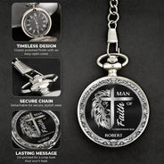 Gift For Men,Christian,Happy,Gift For Father,Gift For Son,Gift For Grandpa,Gift For Brothers,Cousin - Christian Man Of God - Personalized Pocket Watch