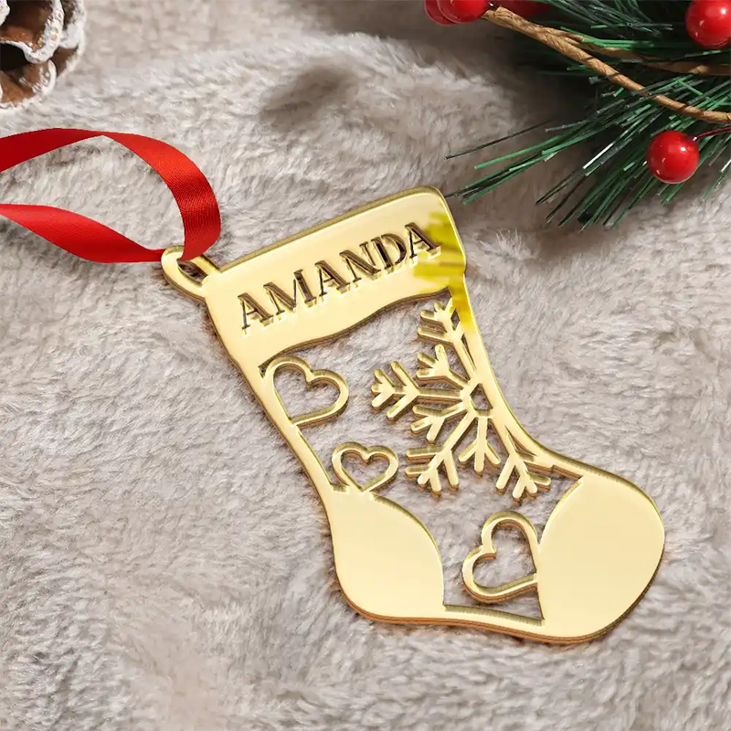 Gift For Couples,Gift For Husband,Gift For Wife,Gift For Boyfriend,Gift For Girlfriend,Gift For Yourself,Gift For Women,Gift For Men,Family,Love,Christmas - Christmas Family Stockings - Personalized DIY Mirror Acrylic Ornament