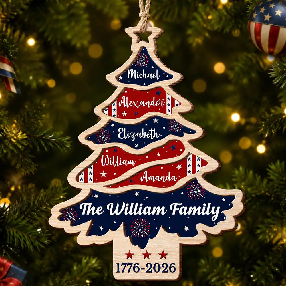 Christmas Family United Like Branches Rooted In Pride - Personalized 2-Layered Wooden Ornament