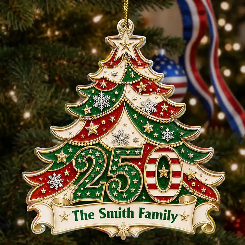 Independence Day,America 250th,Christmas,Proud,Family,Custom Text - Christmas Home For The Holidays - Personalized Custom Shaped Acrylic Ornament