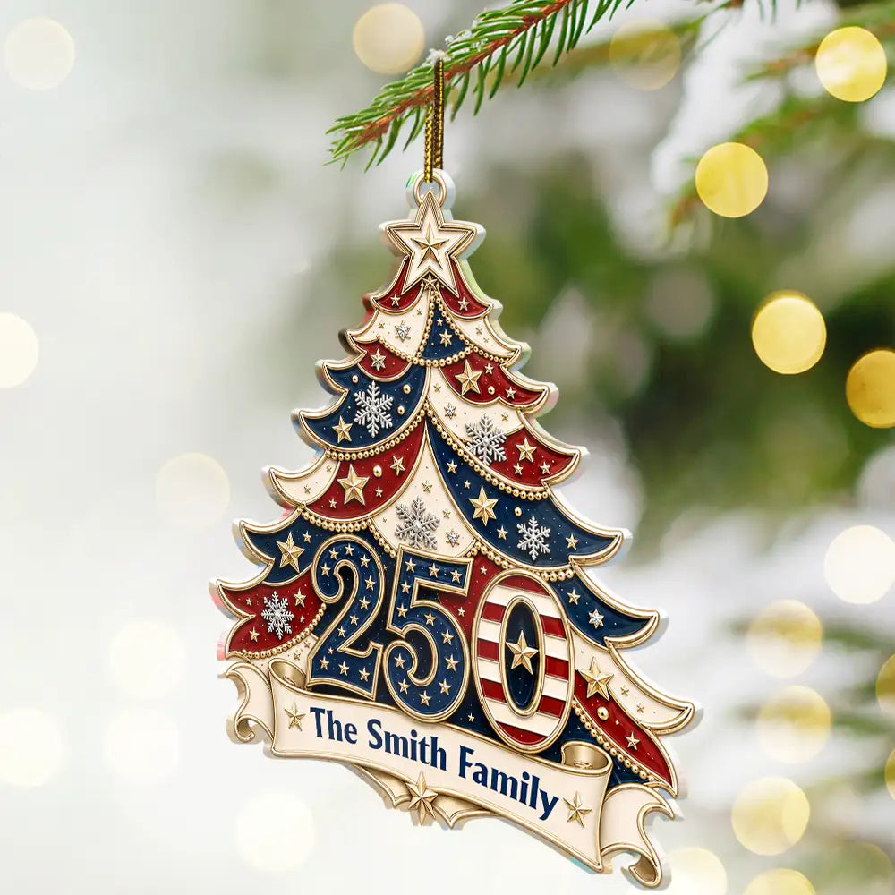 Independence Day,America 250th,Christmas,Proud,Family,Custom Text - Christmas Home For The Holidays - Personalized Custom Shaped Acrylic Ornament