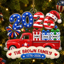 Independence Day,America 250th,Christmas,Family,Custom Text,Happy - Christmas Loaded With Love And American Pride - Personalized Custom Shaped Acrylic Ornament