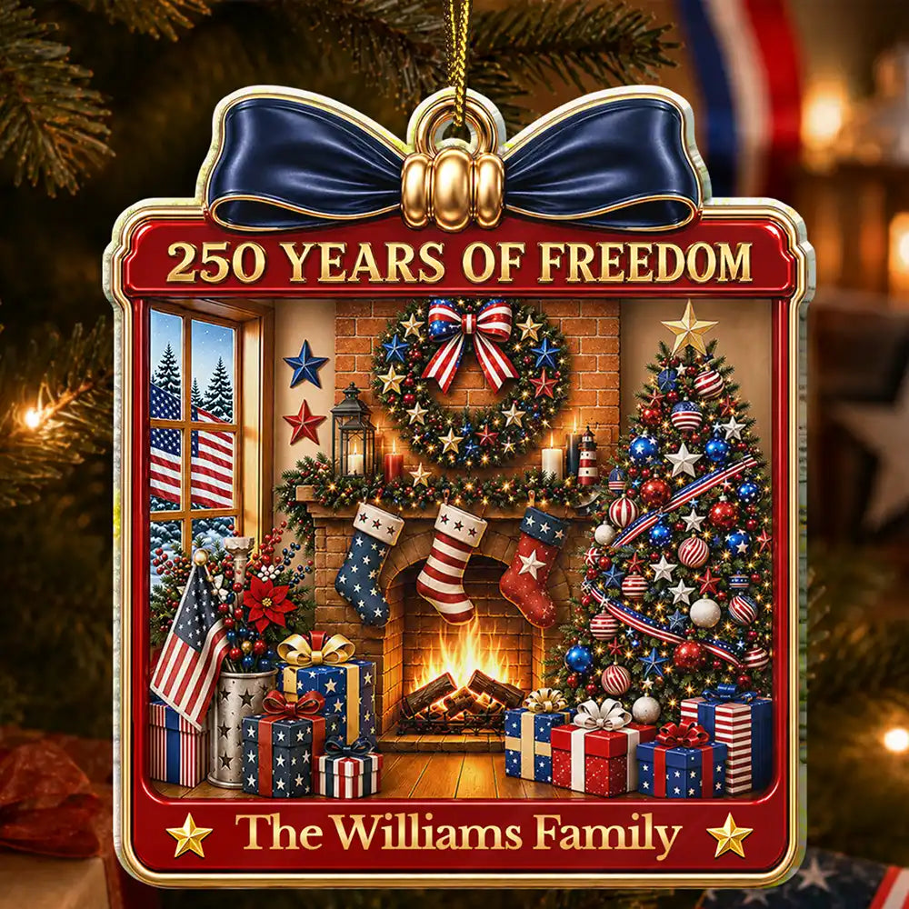 Christmas Patriotic Love For America - Personalized Custom Shaped Acrylic Ornament