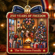 Independence Day,America 250th,Christmas,Proud,Family,Custom Text - Christmas Patriotic Love For America - Personalized Custom Shaped Acrylic Ornament