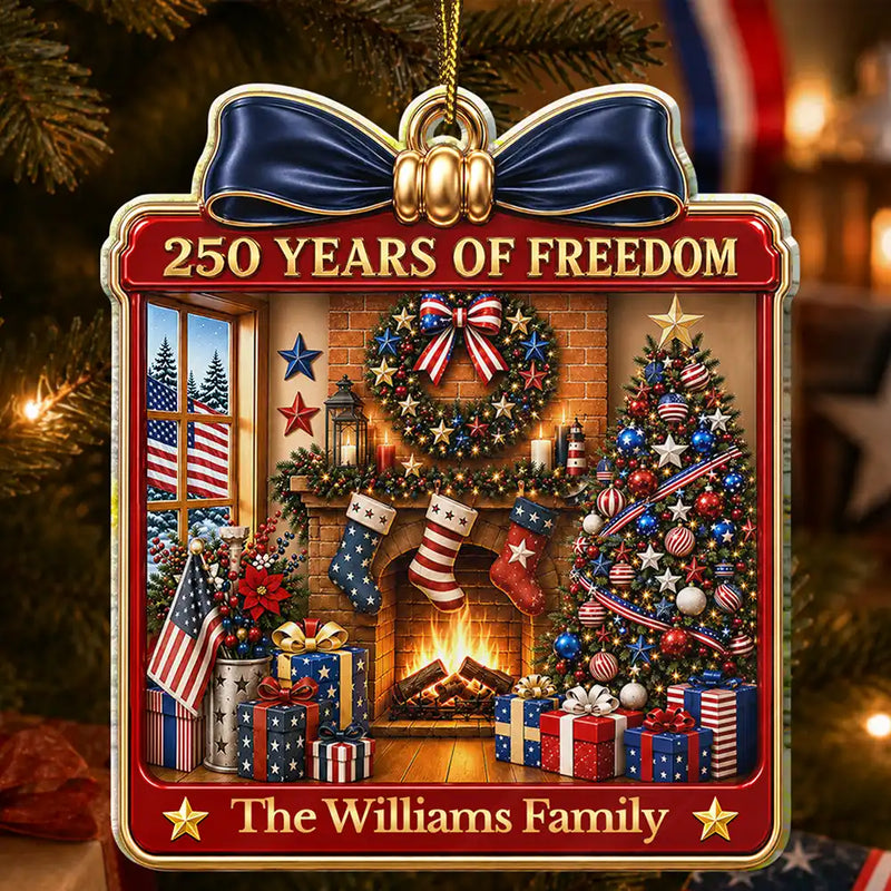 Independence Day,America 250th,Christmas,Proud,Family,Custom Text - Christmas Patriotic Love For America - Personalized Custom Shaped Acrylic Ornament