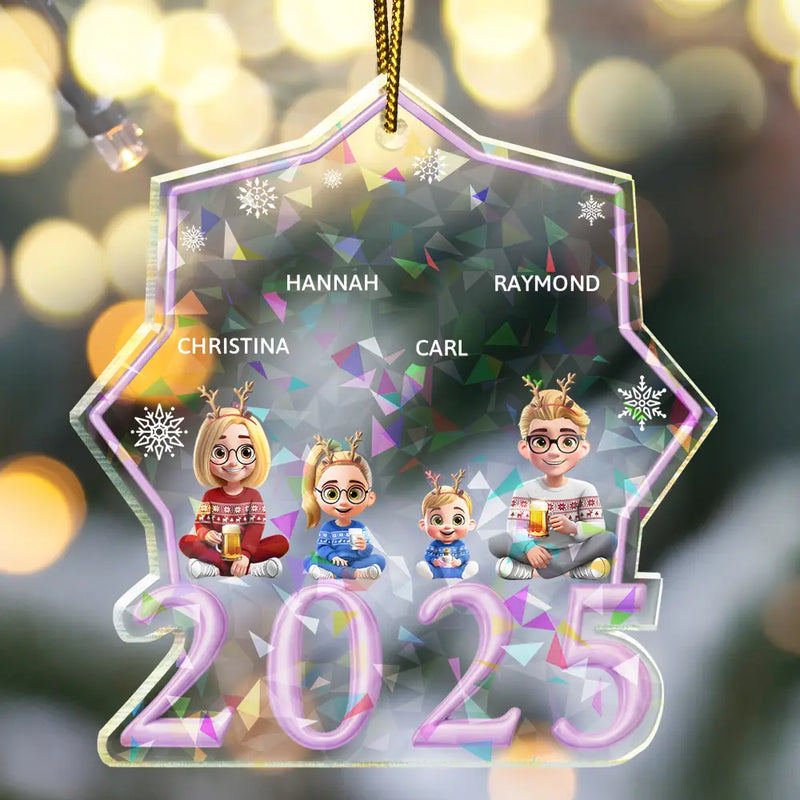 Family, Gift For Bestie, Christmas, Happy - Christmas 3D Effect Bestie Family Siblings - Personalized Holographic Acrylic Ornament