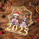 Family, Gift For Bestie, Christmas, Happy - Christmas 3D Effect Bestie Family Siblings - Personalized Holographic Acrylic Ornament