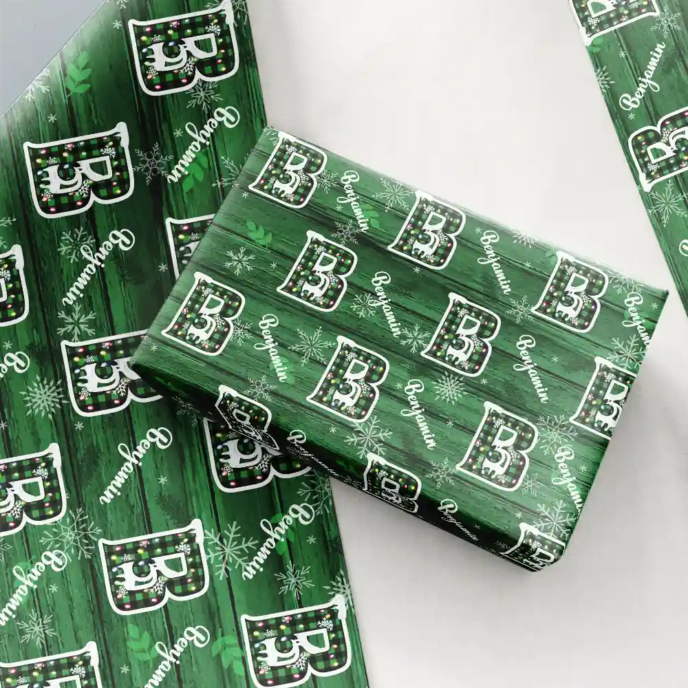 Family,Gift For Bestie,Happy - Christmas Alphabet For Family Friend - Personalized Wrapping Paper