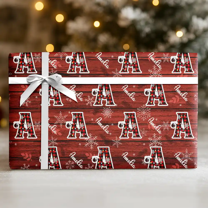 Family,Gift For Bestie,Happy - Christmas Alphabet For Family Friend - Personalized Wrapping Paper