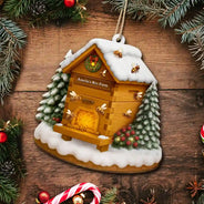Gift For Yourself, Gift For Women, Gift For Men, Happy, Christmas - Christmas Bee Farm - Personalized Custom Shaped Wooden Ornament