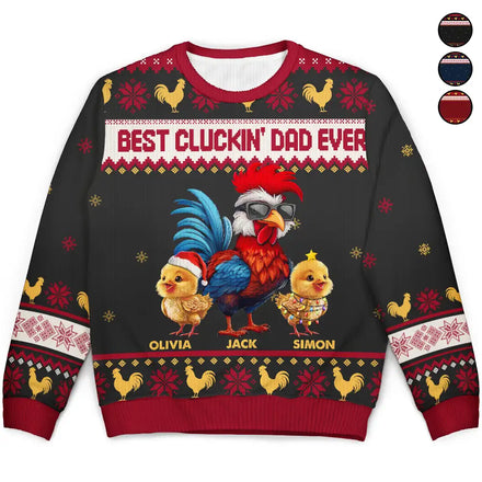 Christmas Best Cluckin' Dad Ever - Personalized Unisex Ugly Sweater