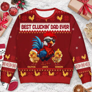 Christmas,Farm,Gift For Yourself,Happy - Christmas Best Cluckin' Dad Ever - Personalized Unisex Ugly Sweater