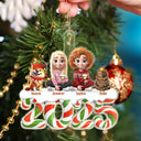 Family,Pet Lovers,Pet Mom,Pet Dad,Pet Couple,Dog Lovers,Dog Couple,Dog Mom,Dog Dad,Cat Lovers,Cat Mom,Cat Dad,Cat Couple,Happy,Christmas,Top Market - Christmas Candy 3D Effect Family Sitting - Personalized Custom Shaped Acrylic Ornament