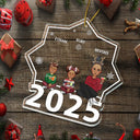 Christmas Cartoon Style Family Siblings - Personalized Custom Shaped Acrylic Ornament