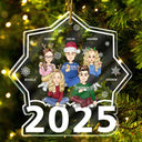 Christmas Cartoon Style Family Siblings - Personalized Custom Shaped Acrylic Ornament