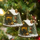 Christmas,Farm,Gift For Yourself,Happy - Christmas Cattle Farm - Personalized Custom Shaped Wooden Ornament