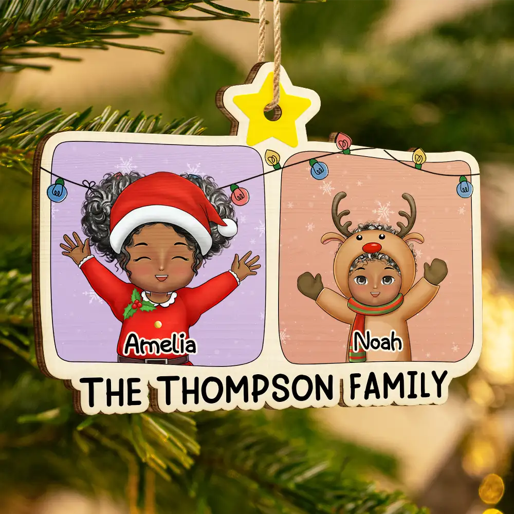 Christmas,Family,Happy,Parents,Gift For Grandparents - Christmas Character Cartoon Comic - Personalized Custom Shaped Wooden Ornament