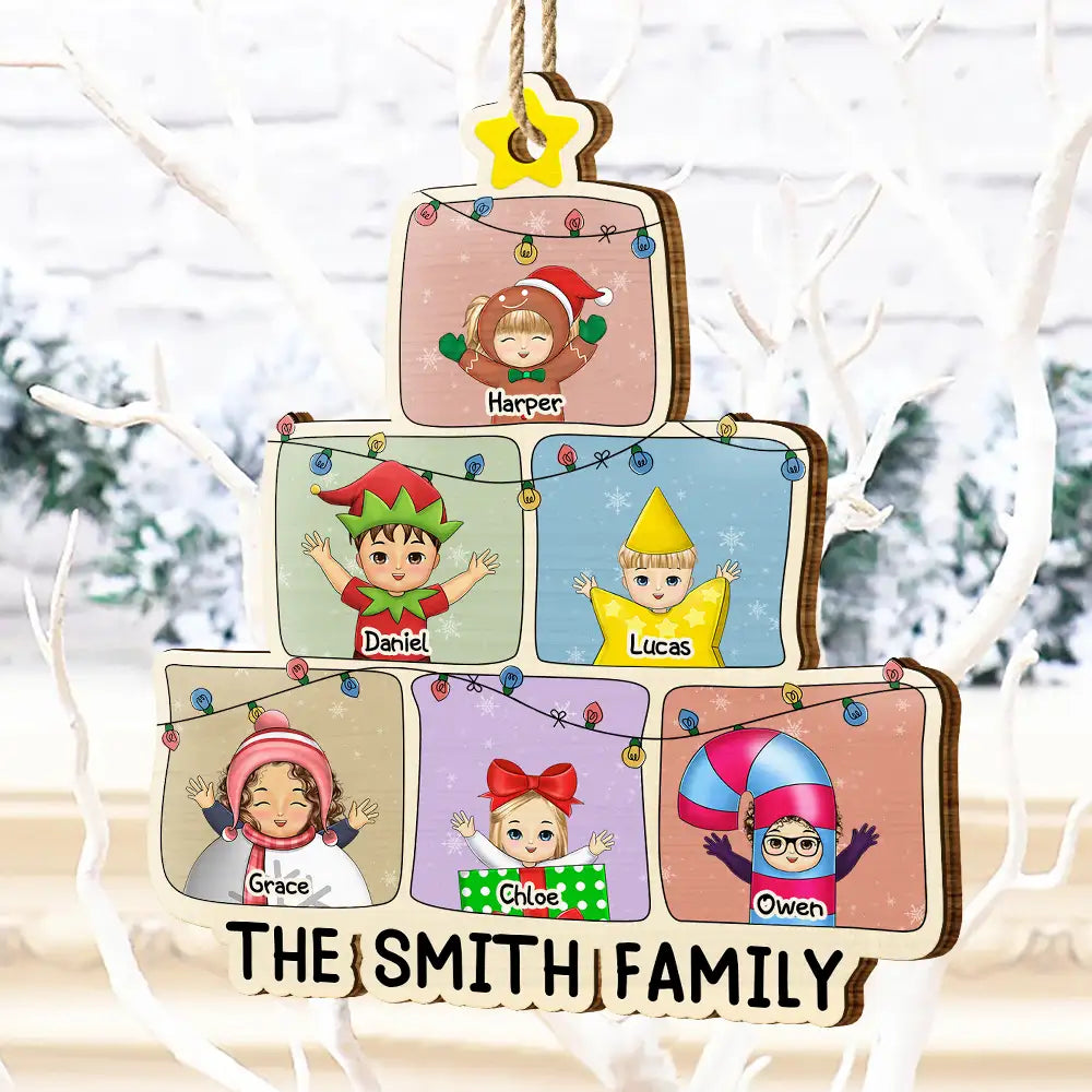 Christmas,Family,Happy,Parents,Gift For Grandparents - Christmas Character Cartoon Comic - Personalized Custom Shaped Wooden Ornament