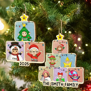 Christmas,Family,Happy,Parents,Gift For Grandparents - Christmas Character Cartoon Comic - Personalized Custom Shaped Wooden Ornament