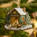 Christmas,Farm,Gift For Yourself,Happy - Christmas Chicken Farm - Personalized Custom Shaped Wooden Ornament