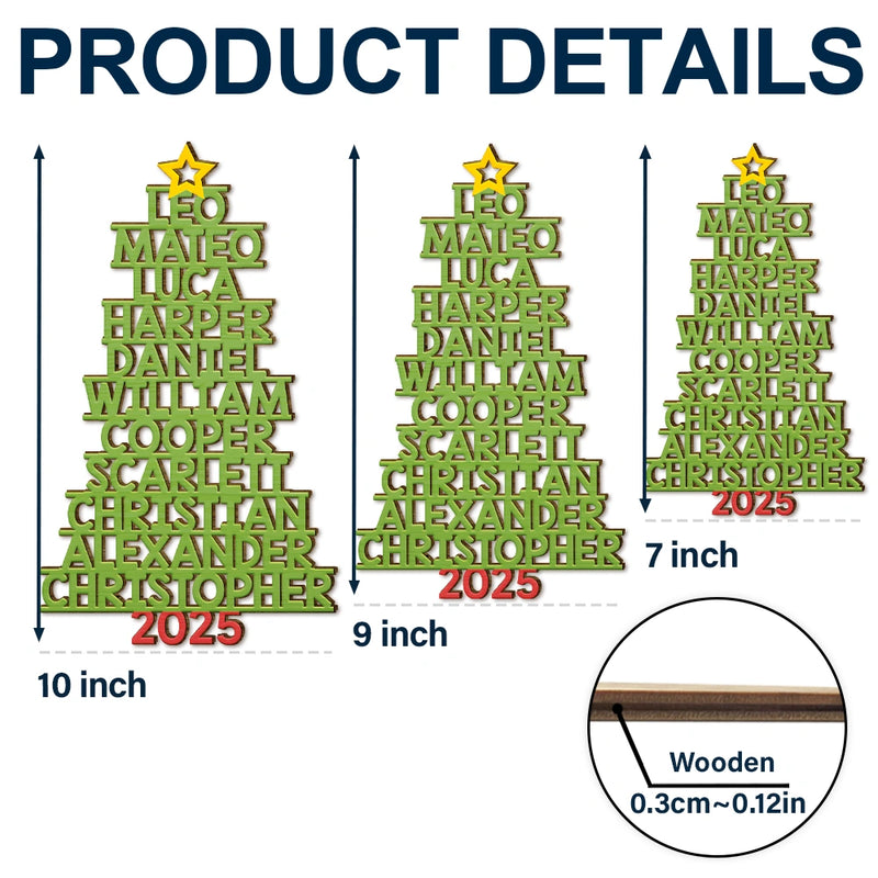 Christmas,Top Market - Christmas Color Tree Family Name - Gift For Family, Besties, Coworker - Personalized Custom Shaped Wooden Ornament