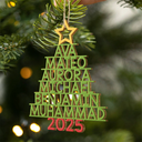 Christmas Color Tree Family Name - Gift For Family, Besties, Coworker - Personalized Wooden Cutout Ornament