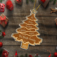 Christmas, Happy, Family, Parents, Gift For Kids - Christmas Cookie Tree Family Bestie Custom Names - Personalized Custom Shaped Acrylic Ornament