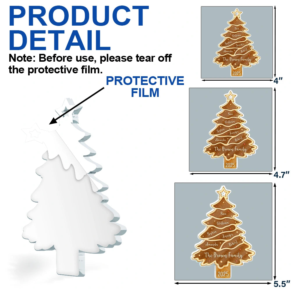 Christmas, Happy, Family, Parents, Gift For Kids - Christmas Cookie Tree Family Bestie Custom Names - Personalized Custom Shaped Acrylic Ornament