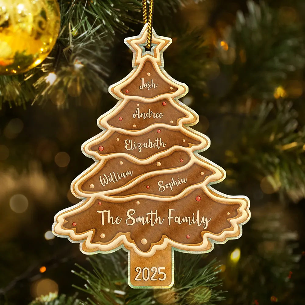 Christmas, Happy, Family, Parents, Gift For Kids - Christmas Cookie Tree Family Bestie Custom Names - Personalized Custom Shaped Acrylic Ornament