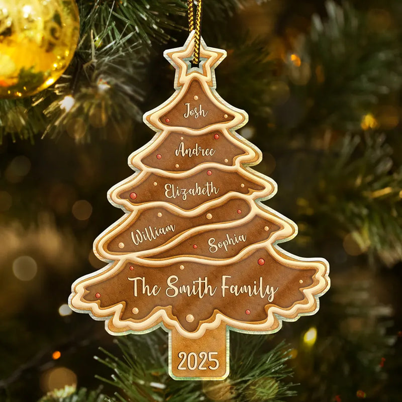 Christmas, Happy, Family, Parents, Gift For Kids - Christmas Cookie Tree Family Bestie Custom Names - Personalized Custom Shaped Acrylic Ornament
